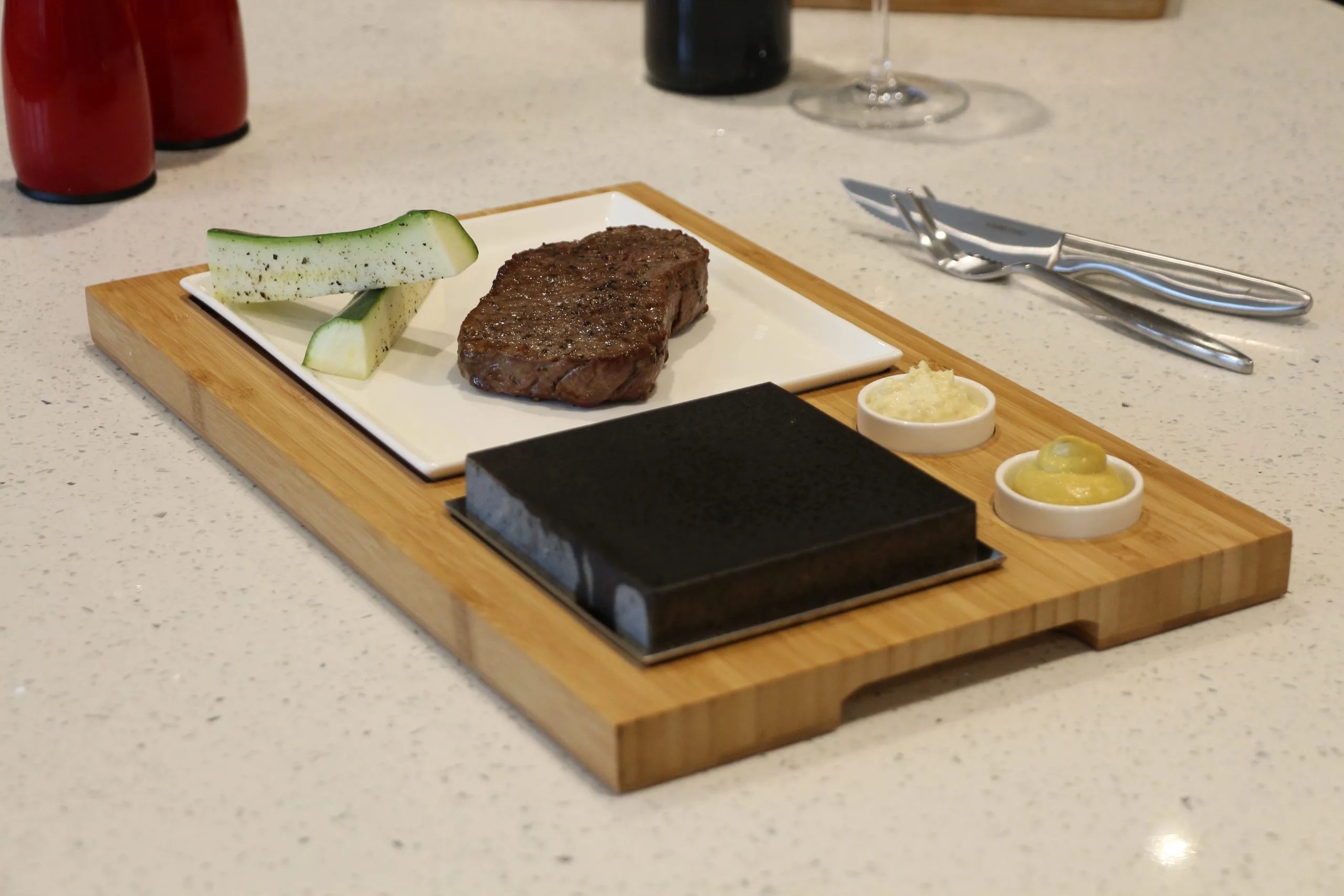 The SteakStones Steak Finishing Set